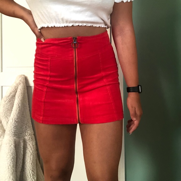 Forever 21 Dresses & Skirts - Red Suede Skirt- $7 TODAY ONLY